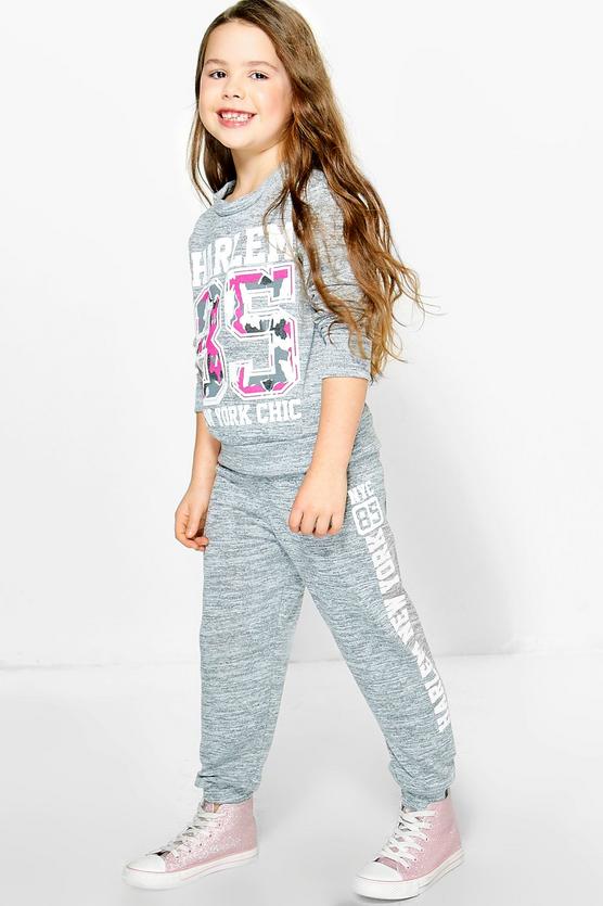 Girls Printed Knitted Tracksuit